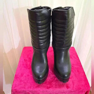 JUSTFAB  "Barbara" NWOT platform high heel biker boot. Rare.